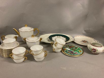 null Part of tea service LIMOGES, white and gold edging including teapot, milk jug,...
