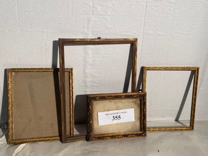 Set of four small frames with miniatures,...