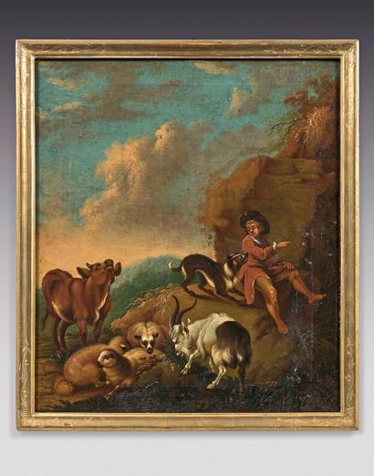 École ITALIENNE vers 1750 
Shepherd and his flock resting



Shepherd and his dog



Pair...
