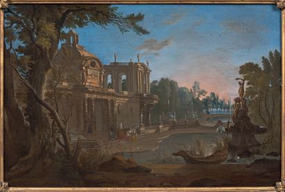 Attribué à Jacques de LAJOUE (1687-1761) View of architecture with a fountain
Canvas.
42...