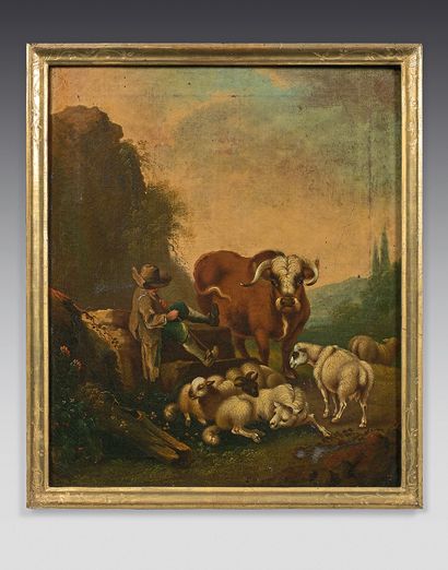 École ITALIENNE vers 1750 
Shepherd and his flock resting



Shepherd and his dog



Pair...