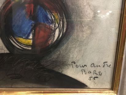 null Personage in an Interior 

Oil and pastel on paper, signed Borsi, sent "Pour...