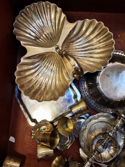 null Lot of silver plated metal including cups, torches, kettledrums and various...