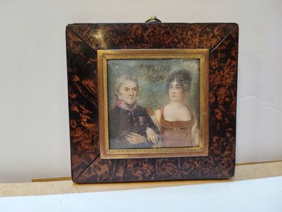 null École française du début du XIXe siècle.

Portrait miniature rectangulaire d'un...