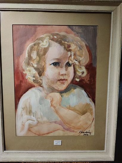 null Lot of 5 framed including : 

School of the Xth century. Two portraits of children....