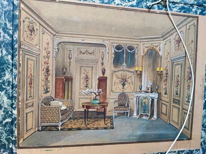 null Project of a small living room. Watercolor on the back of an engraving. 

Size:...