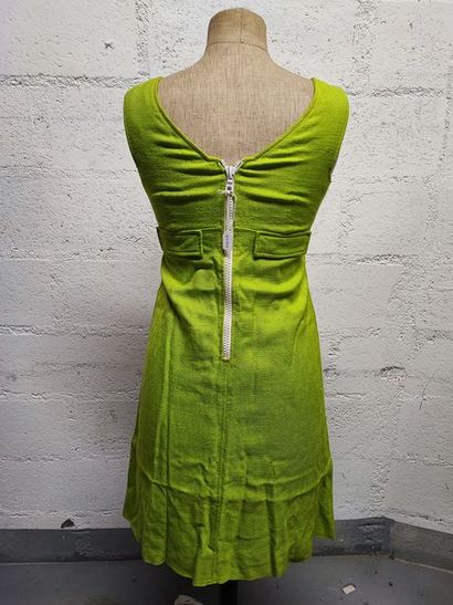 null COURRÈGES Hyperbole, circa 1970

Tag # 014559

Sleeveless dress in apple green...
