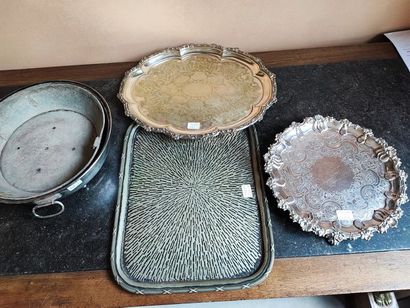 null Lot of silver plated metal including: trays, planter, tripod dish, timbales,...