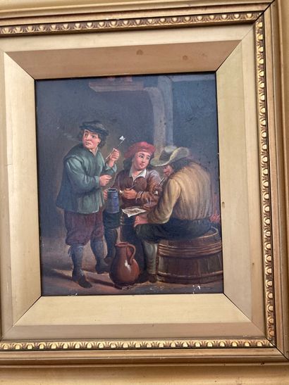 null D'après Teniers, XXème siècle

Les fumeurs

Huiles sur cuivre, une signée en...