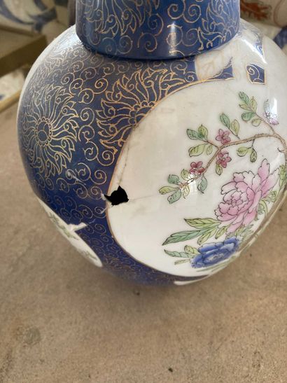 null Chine

Large vase gourde en porcelaine 

Deux potiches couvertes. 

H. : 46...