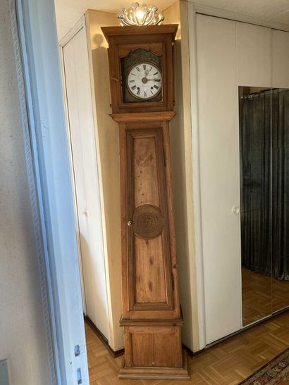 Horloge de parquet en bois mouluré à décor...