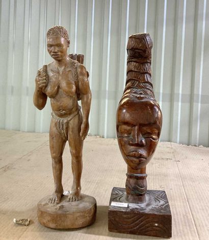 Ensemble de deux sculptures africaine en...