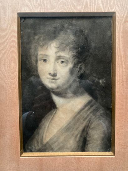 École Française du XIXe siècle Portrait d'une jeune femme
Crayon noir et lavis gris
Porte...