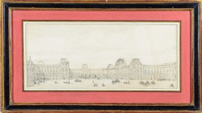 Ecole Française vers 1900 Vue du Palais du Louvre
Mine de plomb
15 x 37 cm