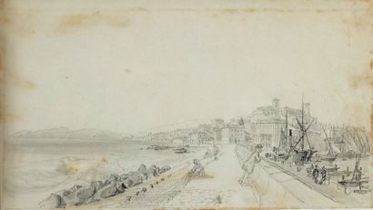 Isidore Laurent DEROY (Paris 1797-1886) Cannes, vue du golfe de la Napoule et du...