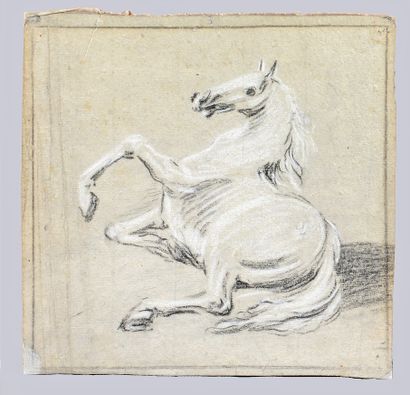 Attribué à Antoine Jean DUCLAUX (1783-1868) Cheval se cabrant - Cheval couché
Crayon...