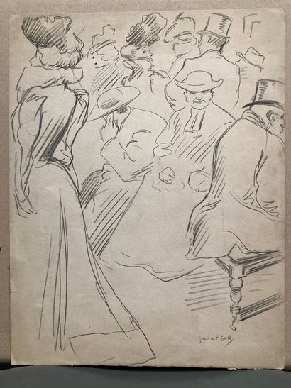 Ecole Française vers 1900 Étude de personnages pour un dessin humoristique
Crayon...