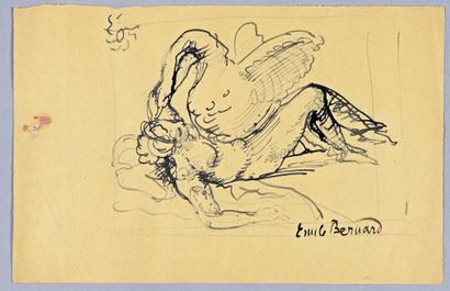 Emile BERNARD (Lille 1868 - Paris 1941) Deux études pour Léda et le cygne
Deux dessins,...