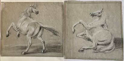 Attribué à Antoine Jean DUCLAUX (1783-1868) Cheval se cabrant - Cheval couché
Crayon...
