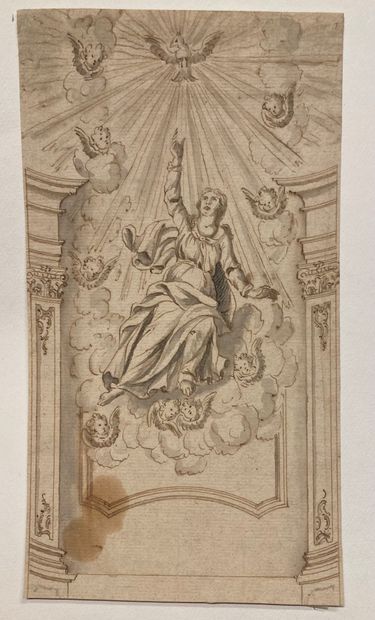 null 
18th century FLEMISH school 

The Assumption Pen and black ink, brown wash...