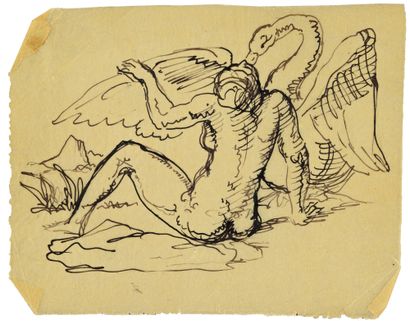 Emile BERNARD (Lille 1868 - Paris 1941) Deux études pour Léda et le cygne
Deux dessins,...