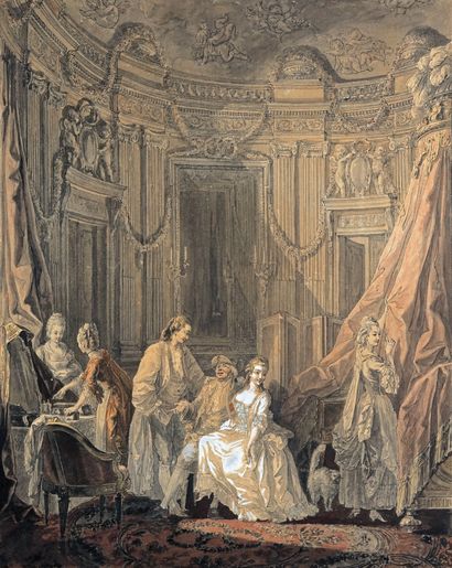 Jean Démosthène DUGOURC (Versailles 1749 - Paris 1825) Le lever de la mariée
Plume...