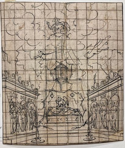 null 
18th century FLEMISH school 

The Assumption Pen and black ink, brown wash...