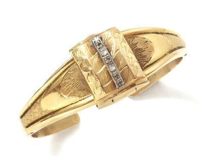 Watch bracelet of lady out of gold 585 thousandths,...