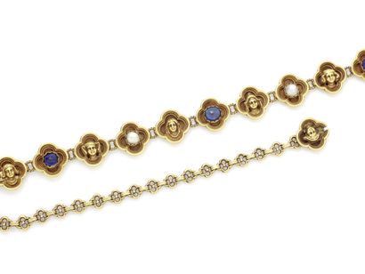 null LOUIS WIÈSE 1852-1930. Beautiful necklace in gold 750 thousandth that can be...