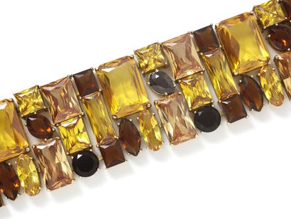 null Amazing cuff bracelet in 925 thousandths vermeil dressed with a cameo of yellow...