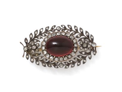 Brooch oval openwork in gold 750 and silver...