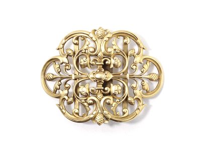 null WIESE. Belt buckle in gold 750 thousandth openwork and cut, with floral decoration...