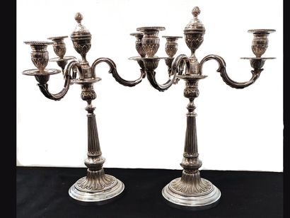 Pair of four-light candelabra in silver plated...