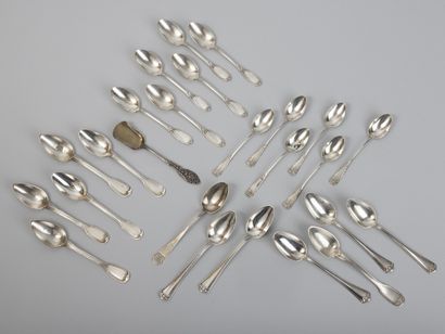 Set of twenty-four silver teaspoons By various...
