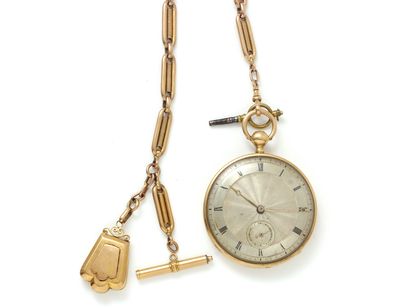 Pocket watch in gold 750 thousandth, with...