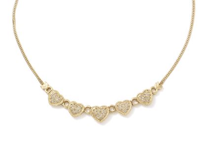 null Necklace in gold 750 thousandths, decorated with a fall of motives in the shape...