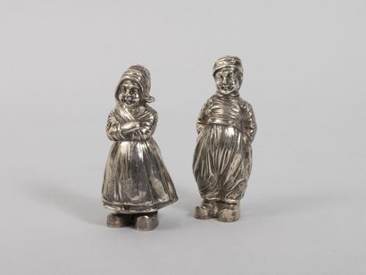 Pair of Hanau silver saltshakers, circa 1880...