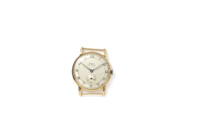 null Men's wristwatch in gold 585 thousandths, ivory dial with painted Arabic numerals,...