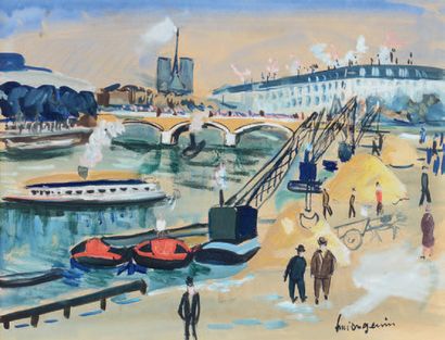 Lucien GENIN (1894-1953) Pont-Neuf à Paris
Aquarelle et gouache
Signée en bas à droite...