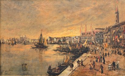 Edouard-Jacques DUFEU (1836-1900) Venise
Huile sur toile, signée en bas à gauche,...