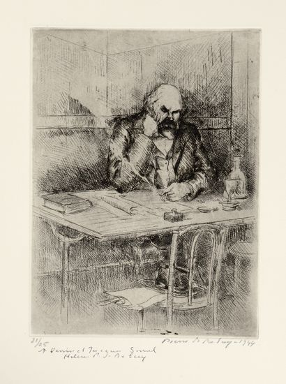 Pierre DE BELAY (1890-1947) James Ensor-Ostend
Etching
Signed lower right, dated...