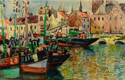 Pierre DE BELAY (1890-1947) Ostende Aquarelle Signée en bas à droite, situé, datée...