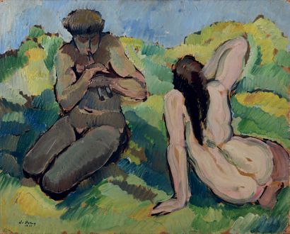 Pierre DE BELAY (1890-1947) Female Nudes
Oil on cardboard
Signed lower left, dated...