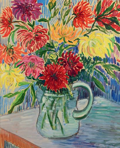 Pierre DE BELAY (1890-1947) Bouquet de fleurs Huile sur toile Signée en bas à droite,...