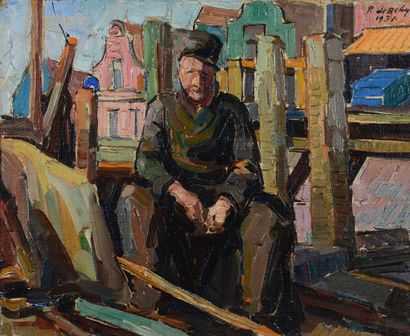 Pierre DE BELAY (1890-1947) Volendam - Hollande Huile sur toile marouflée sur carton...