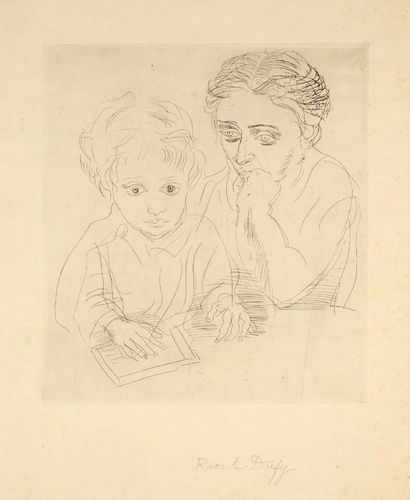 Raoul DUFY (1877-1953) Mère et enfant
Eau-forte sur vergé d'Arches, signée en bas...