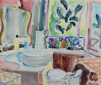 Pierre DE BELAY (1890-1947) Interior with balcony
Watercolor
Signed in the middle...