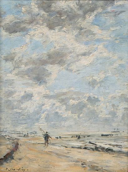 Eugène BOUDIN (1824-1898) Marée basse. Lever de lune.
Huile sur panneau
24 x 19 cm.
Signée...