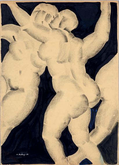 Pierre DE BELAY (1890-1947) Female Nudes Charcoal and ink Signed lower left 53 x...