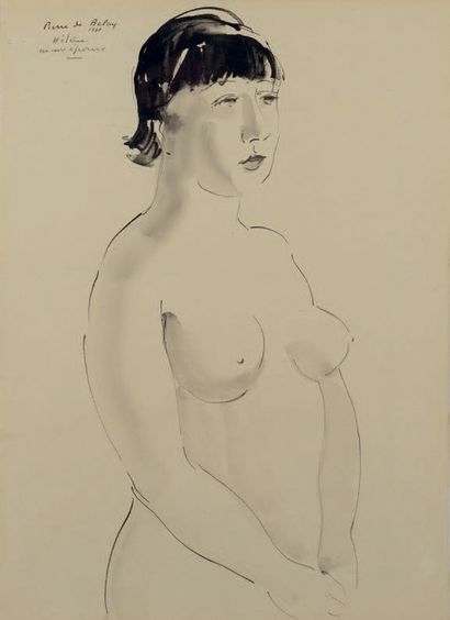 Pierre DE BELAY (1890-1947) Hélène mon épouse
Encre sur papier
Signée en haut à gauche,...